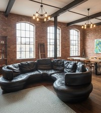 vintage style modular leather corner sofa 1960s 70s Heals BY NATUZZI ITALIAN