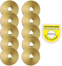 Titanium Coated Rotary Cutter Blades 45Mm 10 Pack Replacement Blades Quilting Sc