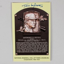 Tony La Russa Signed Gold HOF Plaque Postcard Yellow St. Louis Cardinals Base...
