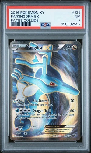 2016 POKEMON XY FATES COLLIDE #122 FULL ART/KINGDRA EX PSA 7