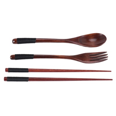 Wooden Flatware Set, Wooden Portable Set Chopsticks Spoon Fork Tableware6838
