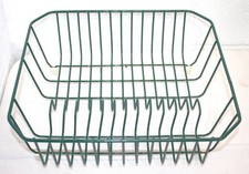 Estante de goteo secador de platos de alambre de metal recubierto Rubbermaid vintage VERDE 14,5" X 12,5"