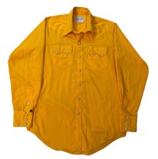 Vintage Rockmount Ranch Wear Pearlsnap Shirt Men's Size 15.5 Yellow Western Yoke