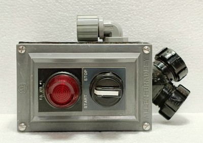Allen-Bradley 800H Pushbutton Station START-STOP Switch Red Pilot Light 120V NEM