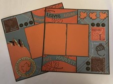 Two 12"x12" Premade Scrapbook Pages Layout "FALL SPLENDOR" Autumn Thanksgiving