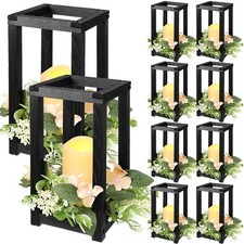 30 Pcs Wooden Wedding Lantern Centerpiece Candles Wreaths Set,Black