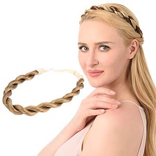 Dark Blonde Hair Braided Headband for Women - Dark Synthetic Hairpiece