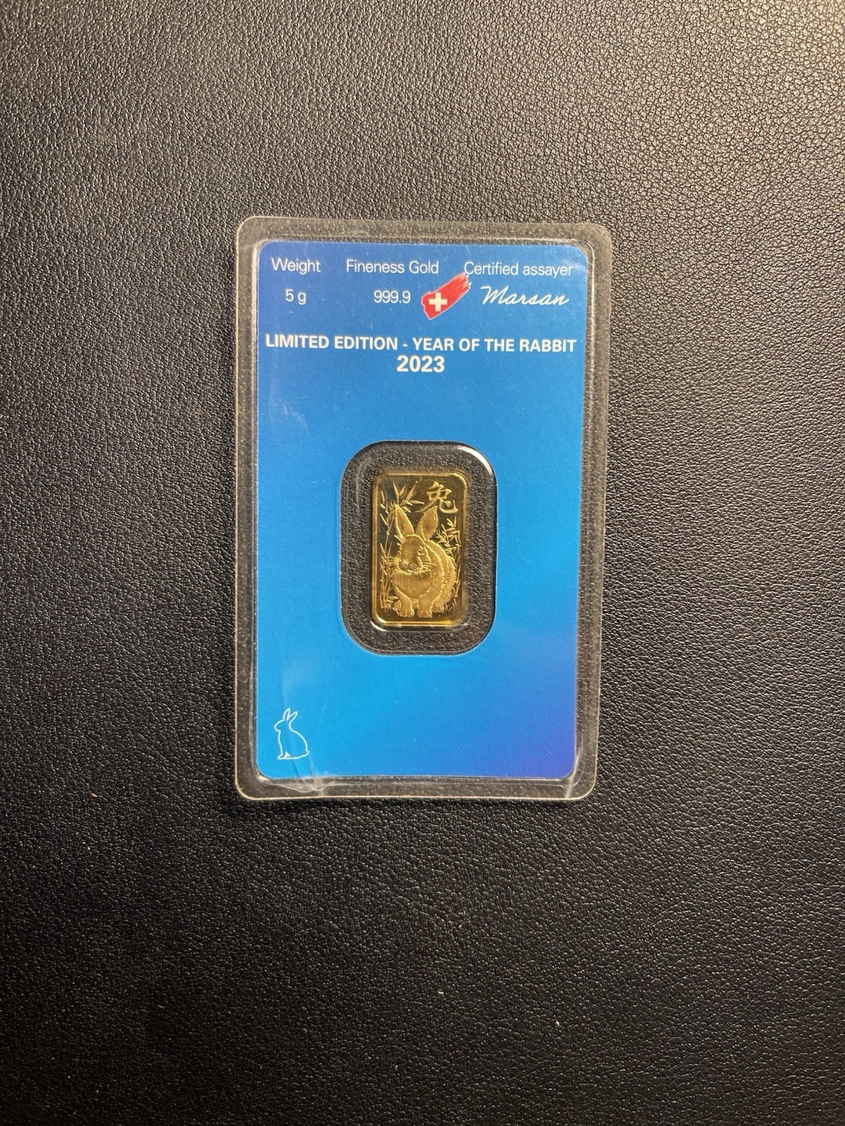 2023 GOLD ARGOR-HERAEUS LUNAR YEAR OF THE RABBIT 5 GRAM 999.9 FINE BAR ...