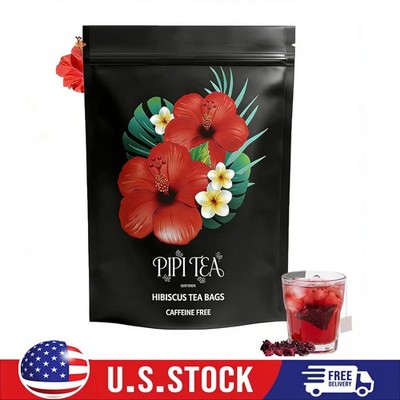 PiPi Tea Organic Hibiscus Tea Bags   Caffeine Free Herbal Tea Rich in Antioxi 