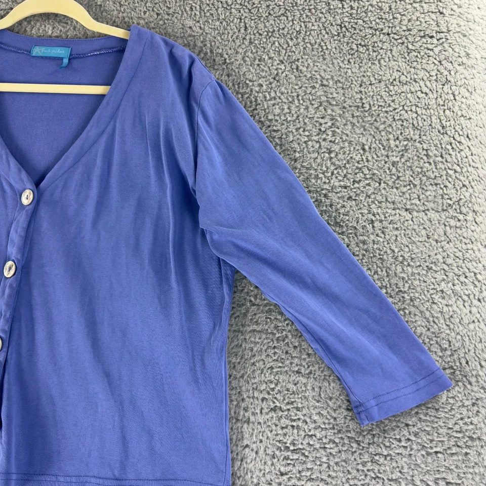 Cárdigan suéter Fresh Produce para mujer talla XL azul con botones 100 % algodón EE. UU. Foto 3 de 4