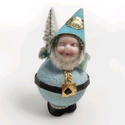 Vintage Roly Poly Elf Putz  Light Blue  Japan