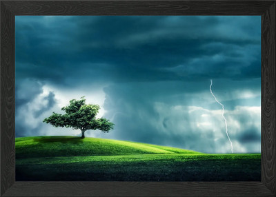 Baum allein gerahmtes Wandbild Poster Leinwanddruck Bild