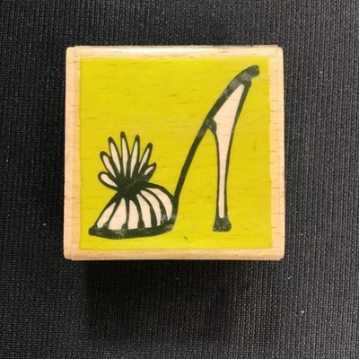 Stiletto High Heel Shoe Rubber Stamp 2x2 in Light Stain