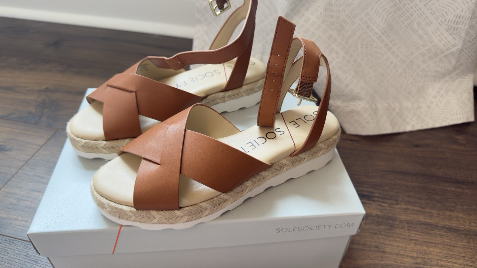 SAOLA NUOVO sandalo donna taglia 6 1 2 suola society spiaggia marrone cinturino alla caviglia