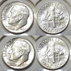 Lot of (2) Roosevelt Dimes: 1964-P & 1964-D - XF+ & AU - 90% Silver