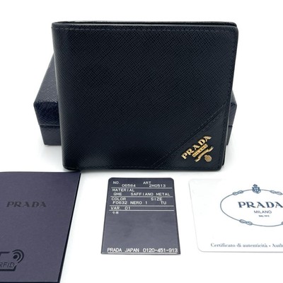 PRADA Saffiano Bi-fold Wallet Billfold 2MO513 Black Leather