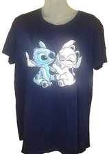 Women s Blue Lilo Stitch Angel Graphic T Shirt Size L BG25