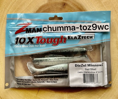 Z-Man Diezel MinnowZ Swimbaits, Bass Fishing, Brand New! Free Shipping! NWT!