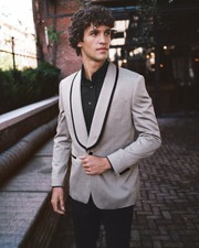 NEW EXPRESS 298 NEUTRAL PRINT SLIM JACQUARD TUXEDO JACKET SZ 40R