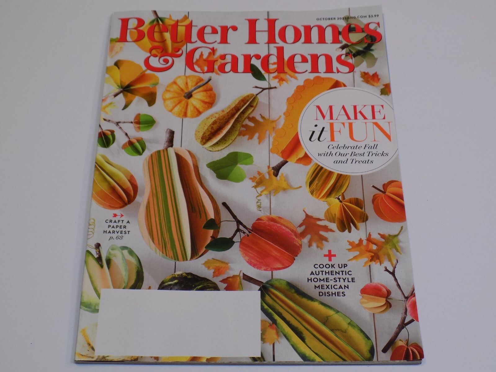 Better Homes Gardens Oct 2021 Fall Crafts Paper Harvest Mexican Dish Issue
