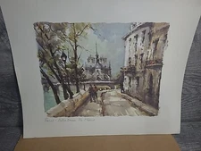 Paris Print Notre Dame Et Les Guais Lucien Delarue 553 Vintage Framed Glazed 