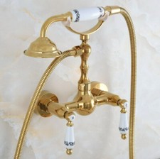 Wall Mount Golden Brass Bathroom Hand Spray Shower Mixer Faucet Set Tap 2na934
