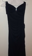 Blondie Nites Size 3 Jr Stacy Sklar Halter Top Dress Dark Blue Rhinestone Clip