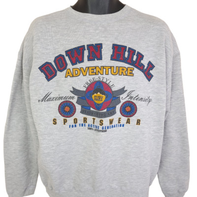 Vintage Ski Sweatshirt Mens Size Large 90s Bugle Boy Down Hill Adventure