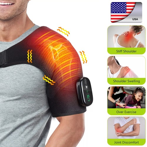 3 in 1 Electric Heated Vibration Shoulder Massager Brace Wrap Joint Pain Relief
