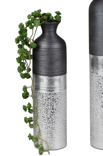 Deko Flaschenvase Luxor Rund H. 40Cm Silber Grau Aus Keramik Formano-image