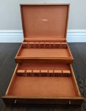 Vintage StyleHouse Wooden Silverware Storage Box Chest w/Drawer 15x11x5.5