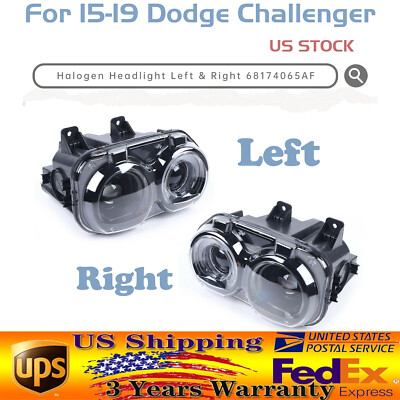 Headlights Set Front LH+RH For Dodge Challenger SE R/T SRT SXT 2015-2019 DRL