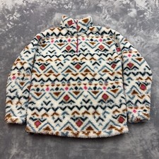 Eddie Bauer Fleece Women's Size Small Aztec All Over Print 1/4 Zip Sweater