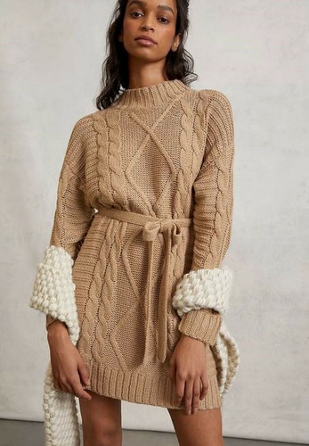ANTHROPOLOGIE Leah Cable-Knit Belted 