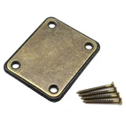 Metal Neck Plate with 4 screws for Replacement Electric Guitar Part Bronze