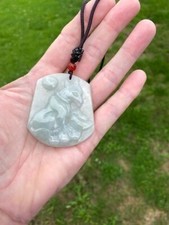 Certified Handcrafted Burmese Natural Jade Jadeite Pendant Necklace