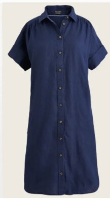 Baird McNutt Irish Linen for J. Crew Shirt Dress Navy Blue Button Front  Size XXS | eBay