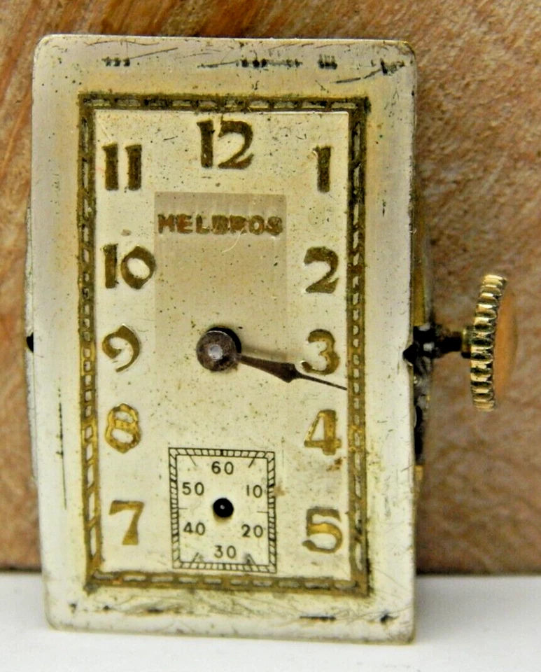 Vintage Helbros 41 17 jewel men's wrist watch movement with dial and case back - Image 4 of 4