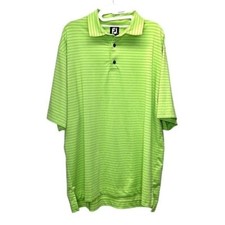 Foot joy Shirt Men's Green  Black Striped Short Sleeve Golf Polos Size Large