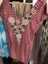 3 Piece USA Stiched salwar kameez Gols Burgundy Fast Free Shipping