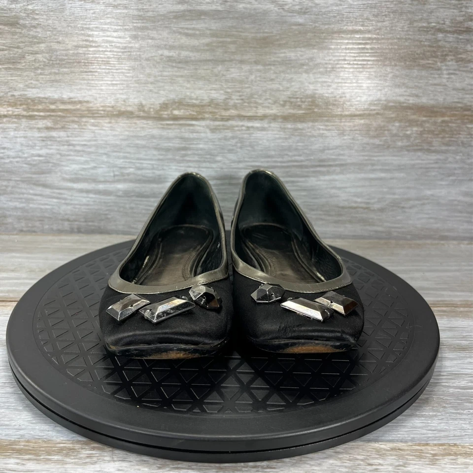 Burberry Women's Silver Black Slip On Embellished Ballet Flats Size EU 36 US 5 - Image 2 of 4