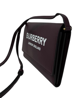 Burberry Hazelmere Printed Logo Leather Mahogany Red
