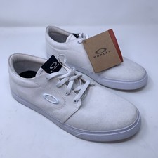 Oakley Mens US Shoe Size 10 White Canvas Split Lace Up Sneakers NWT Flaw