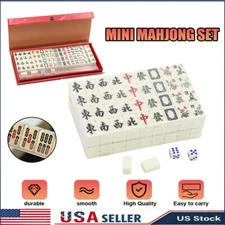 W/ Case Box Vintage Chinese Mahjong Set Traditional 146 Tiles Mah-Jong Game Set