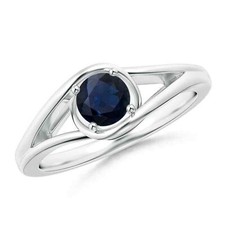 925 Sterling Silver Blue Sapphire Stone Birthday Solitaire Daughter Ring Size 7