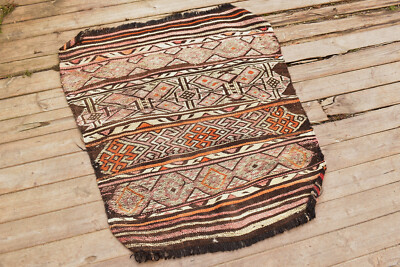 Turkish Kilim Rug 29''x36'' Handwoven Kars Mini Kilim 75x93cm Door Mat Chair Rug