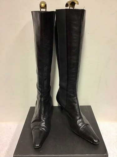 KURT GEIGER BLACK LEATHER KNEE LENGTH 