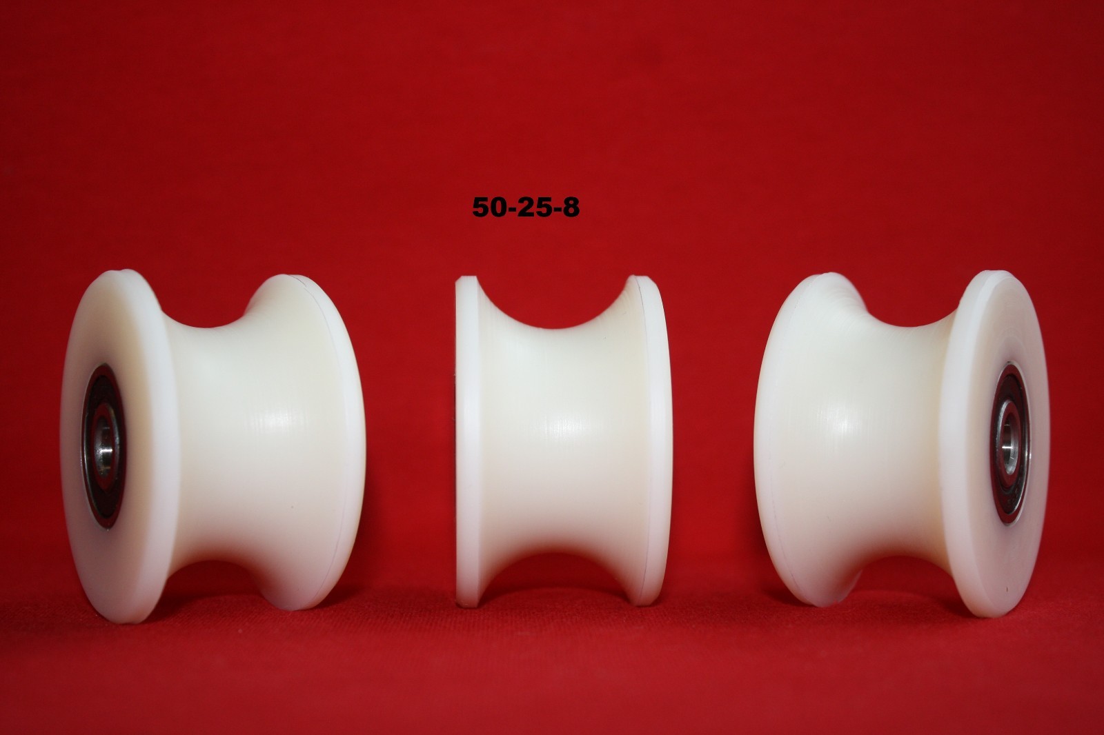 50mm Nylon Pulley Wheel with Ball Bearings Various Groove Size