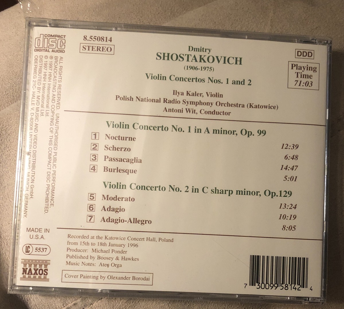 Shostakovich: Violin Concertos Nos. 1 & 2 - CD Naxos 1996 Ilya