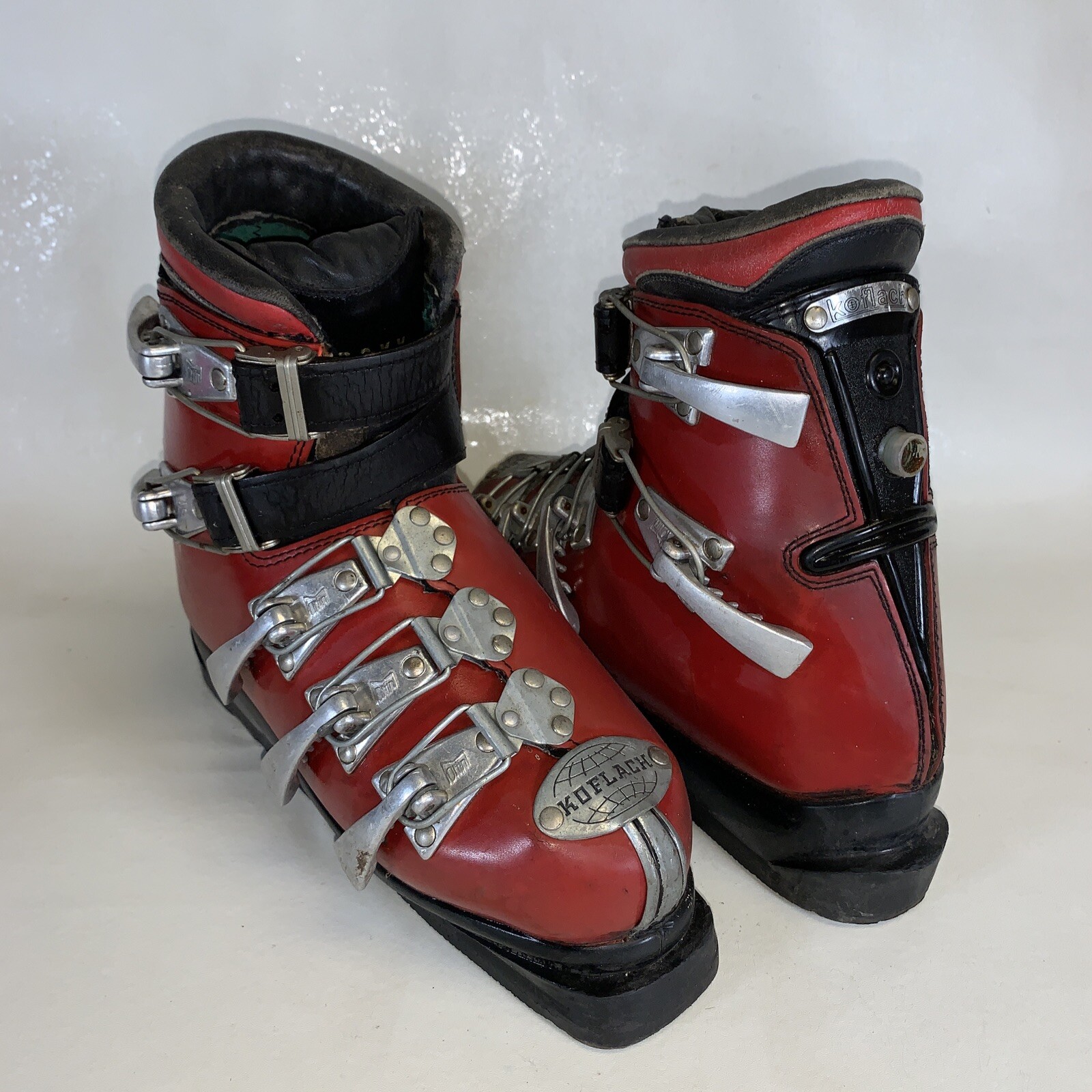 VINTAGE KOFLACH RED SKI BOOTS LEATHER 